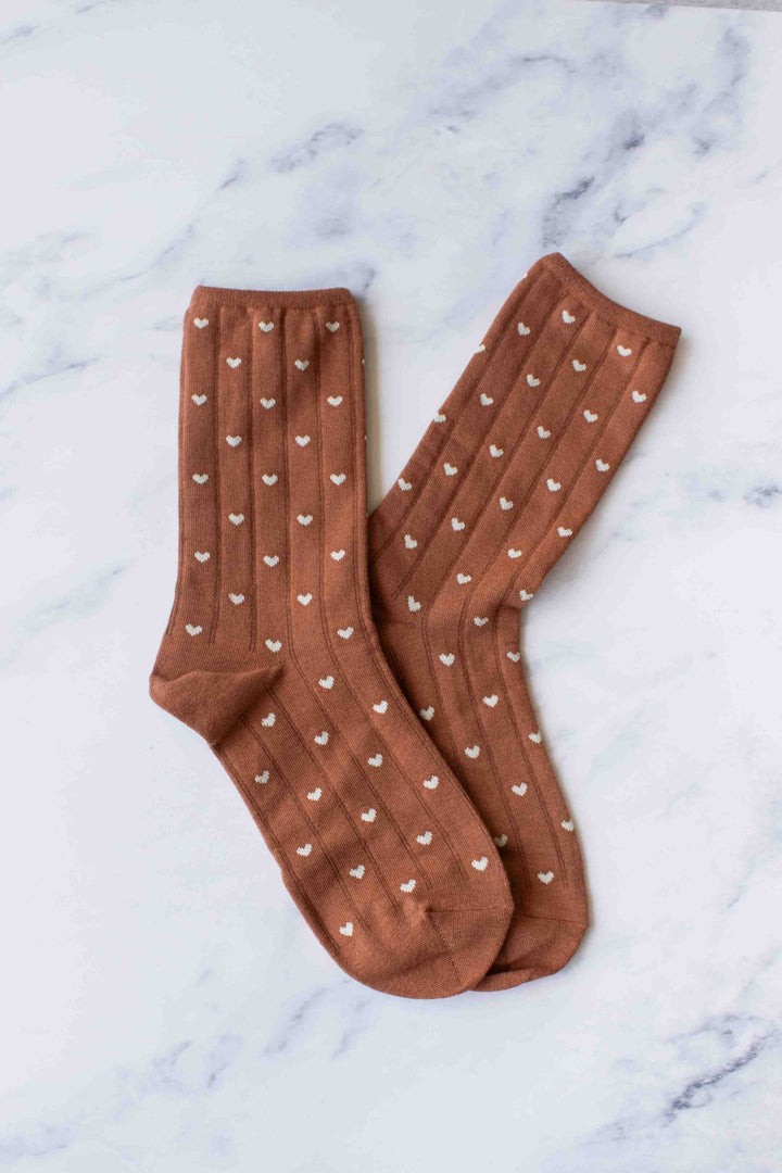 Heart Socks - Rust