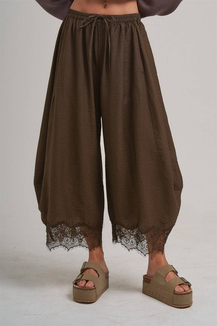 Balloon Pant with Lace: Vintage Mocha
