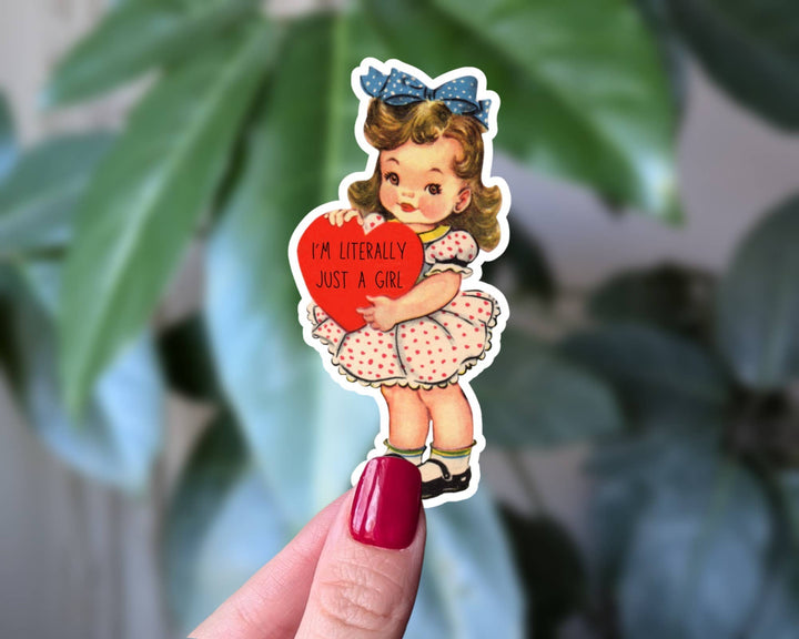 “I’m Literally Just a Girl” Vintage Heart Sticker