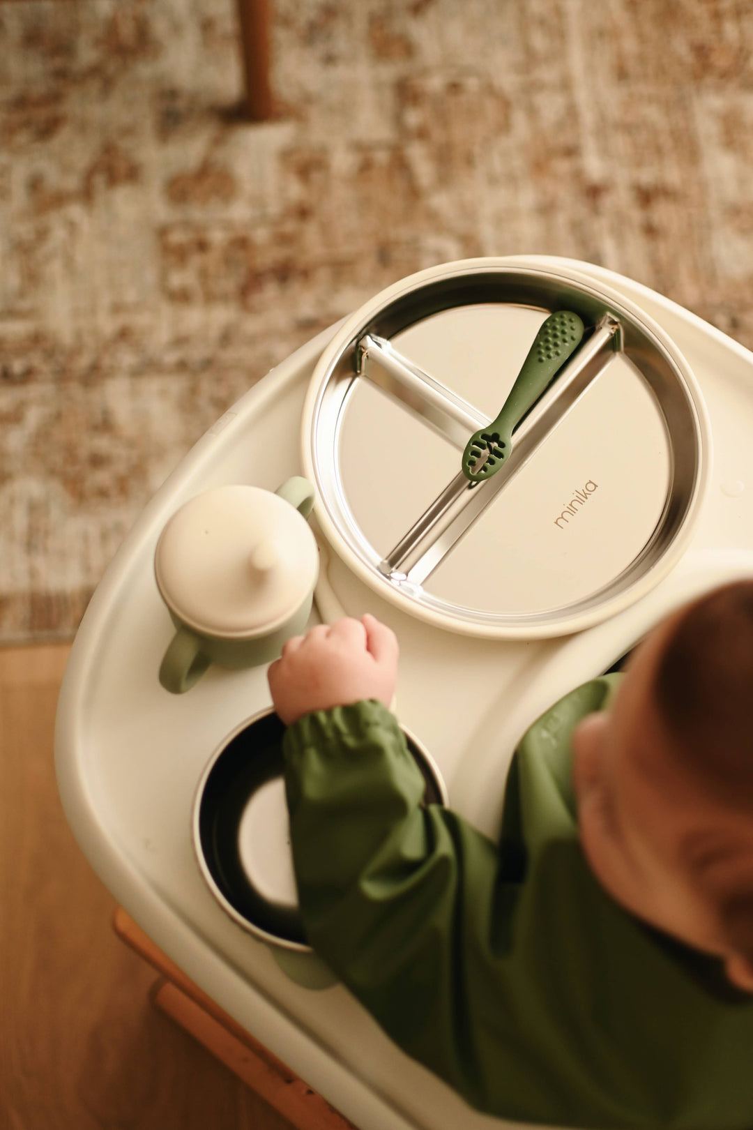 Stainless & silicone suction plate - Sage