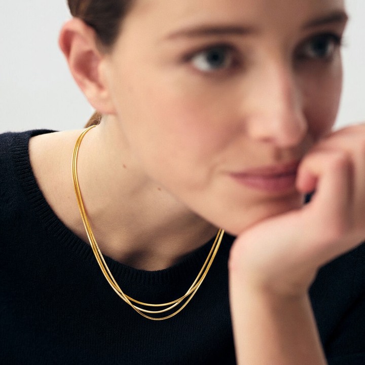 Trippy- 3 layered Necklace Stack- Waterproof- 18K Gold PVD