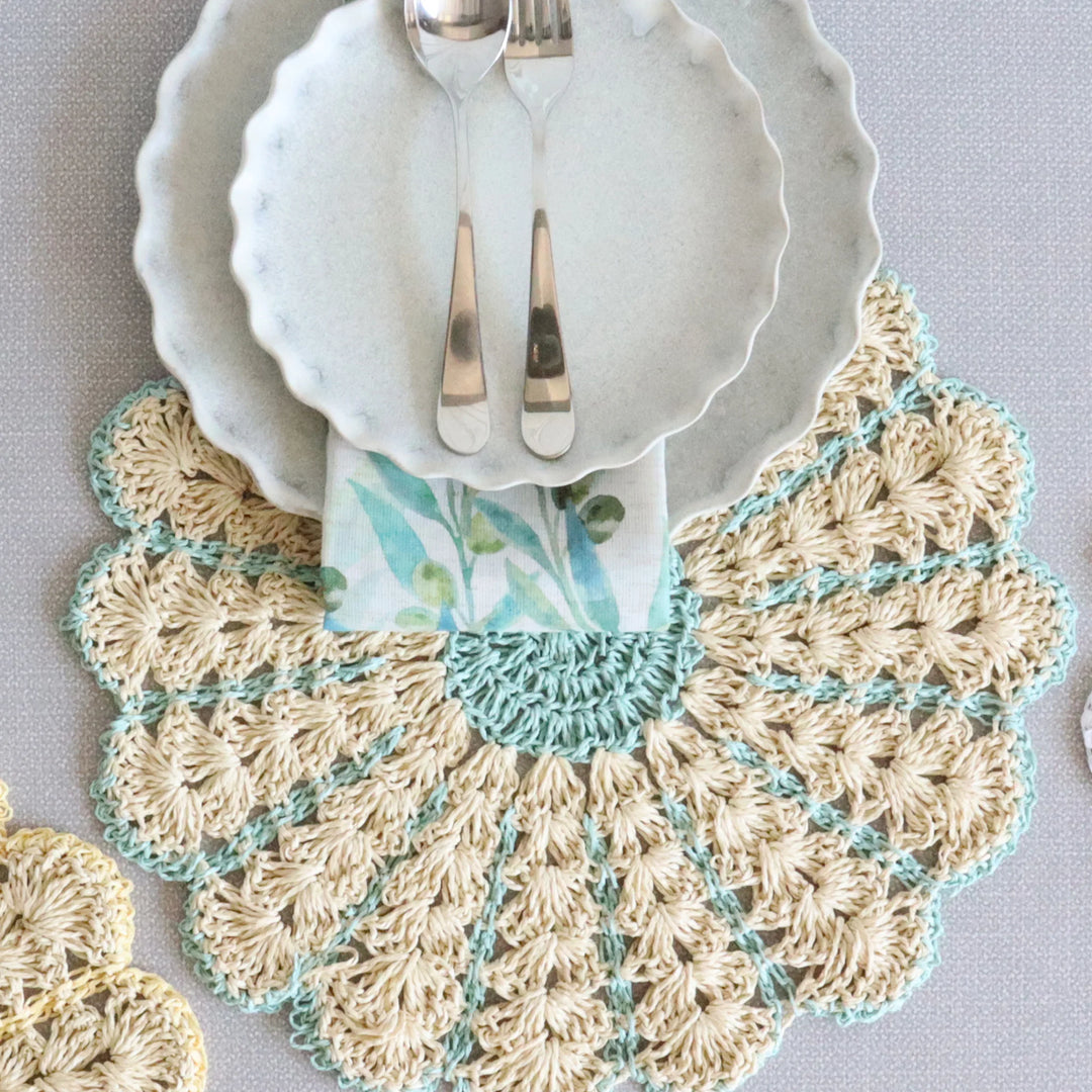 Daisy Woven Placemat - Aqua