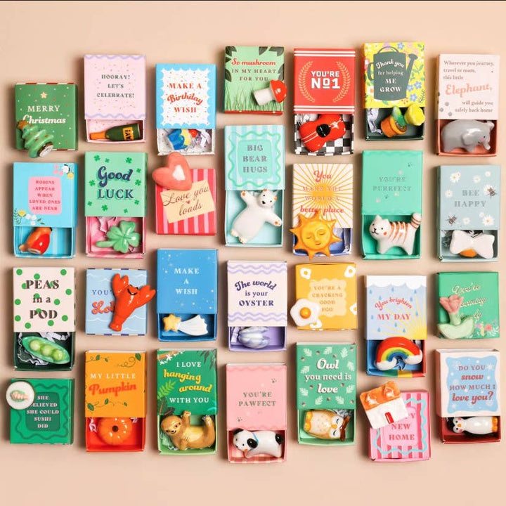 Tiny Matchbox Ceramic Tokens: Cherry