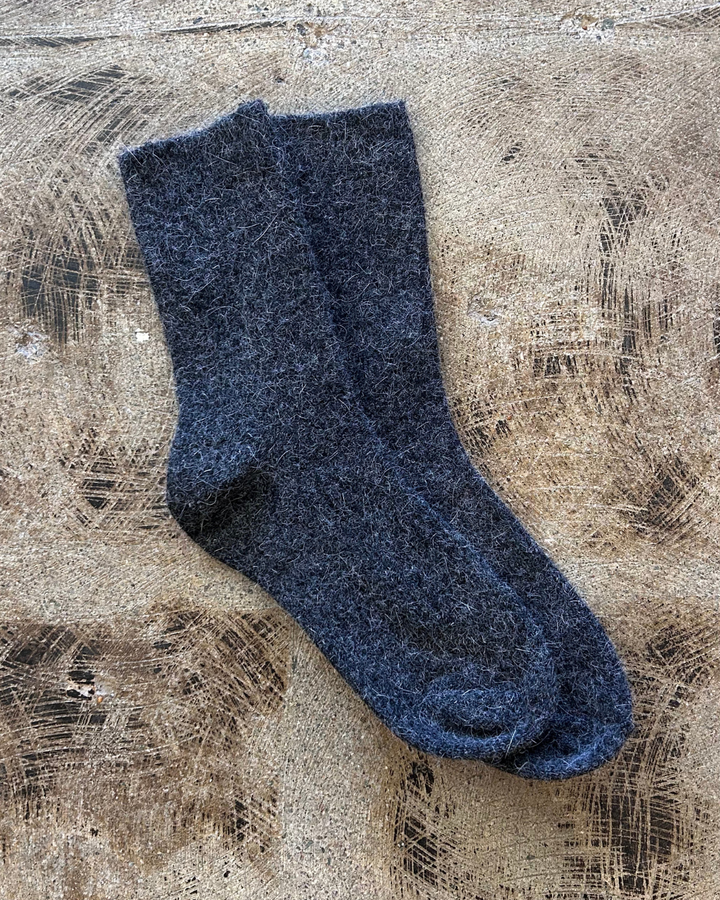 Women's Wool & Angora Crew Socks – Charcoal Grey