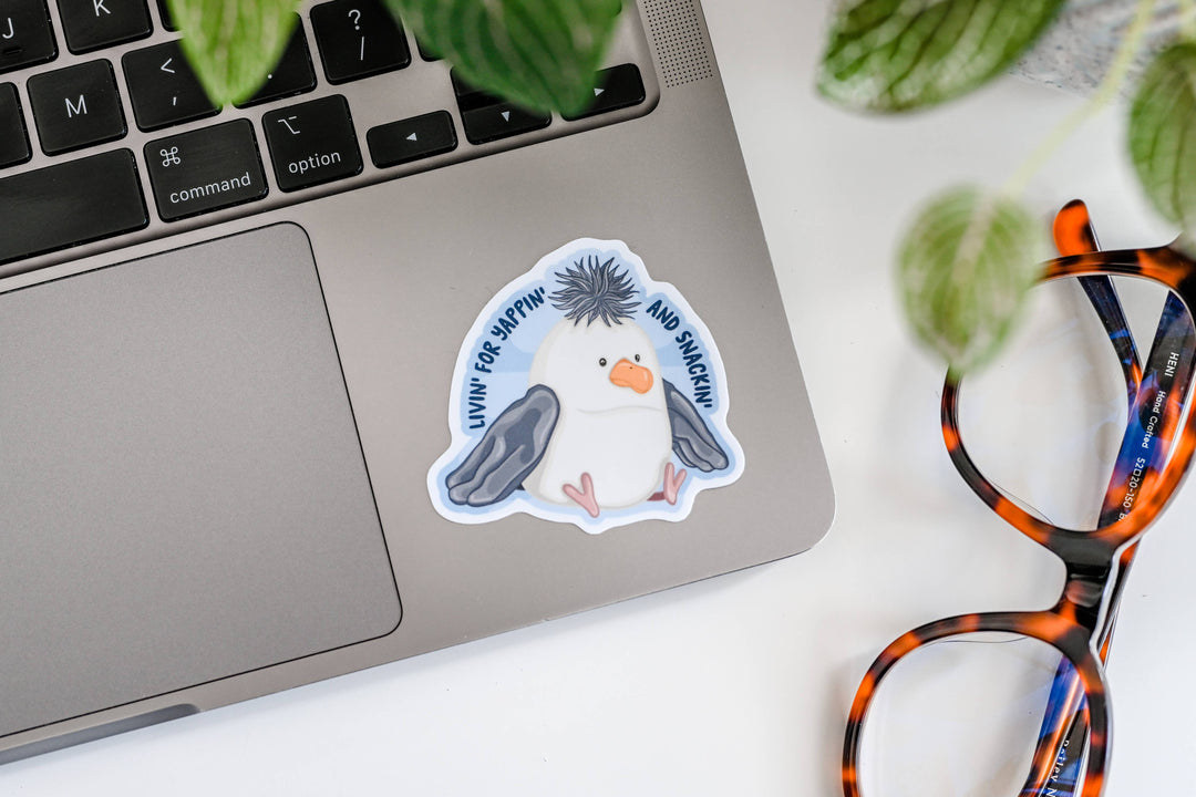 Seagull Yappin' and Snackin' - Coastal Nautical Vinyl Sticker
