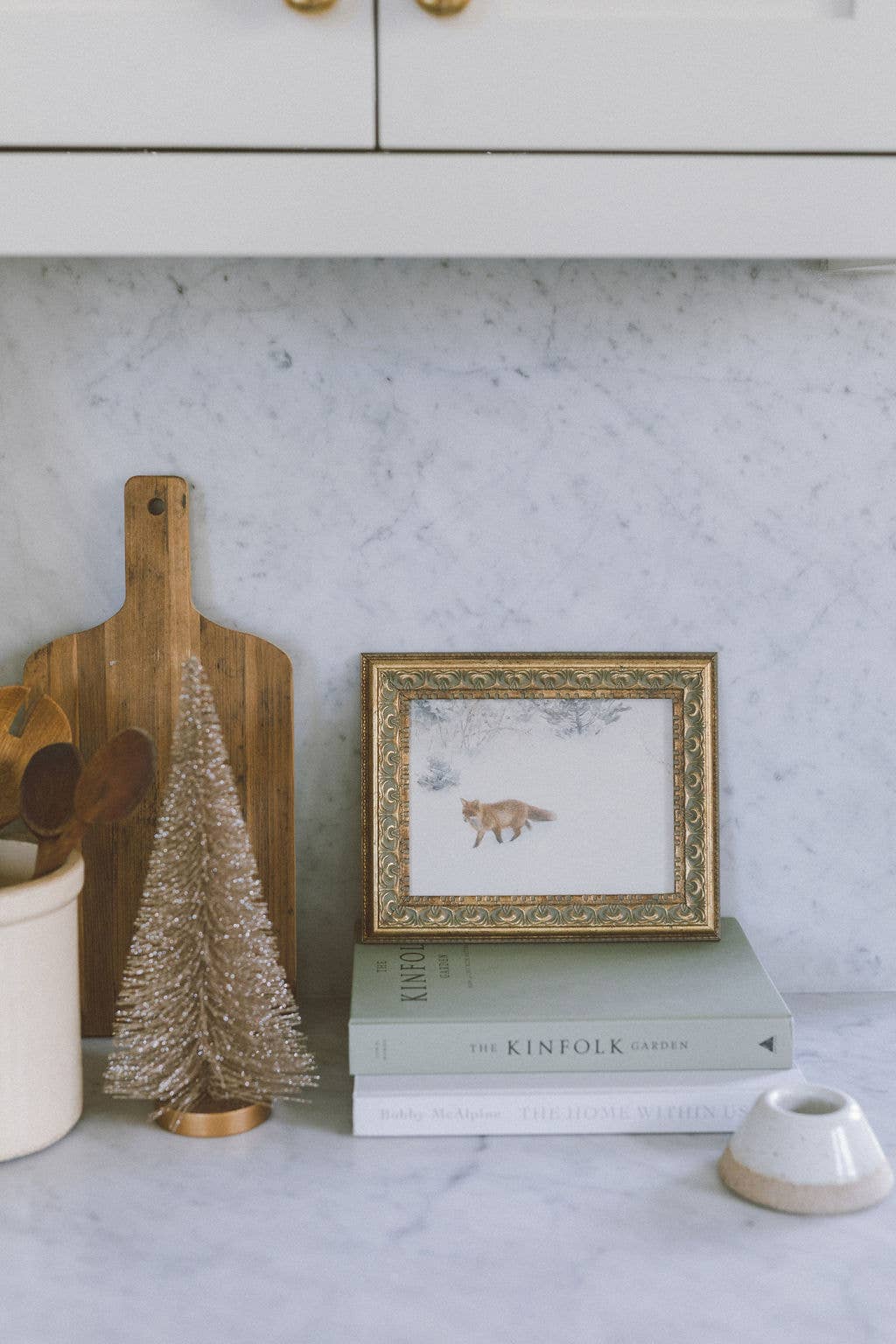 Fox In Winter Framed Antique Art: 7x5