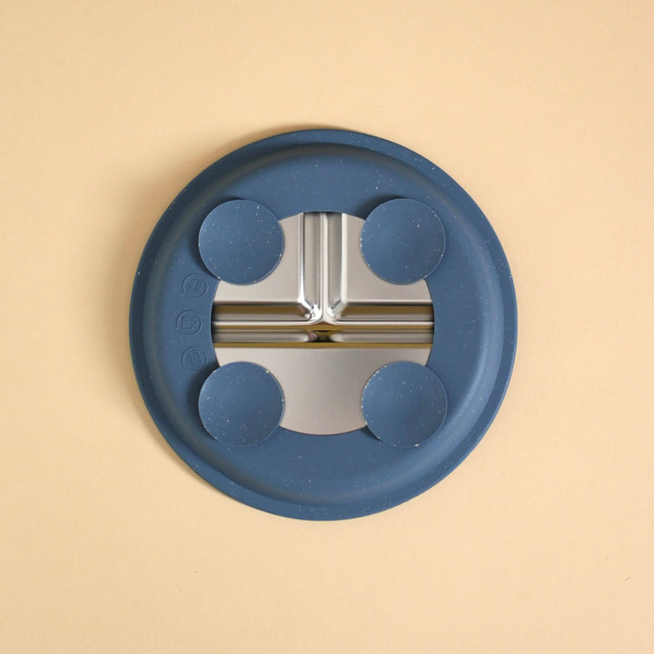 Stainless & silicone suction plate - Indigo
