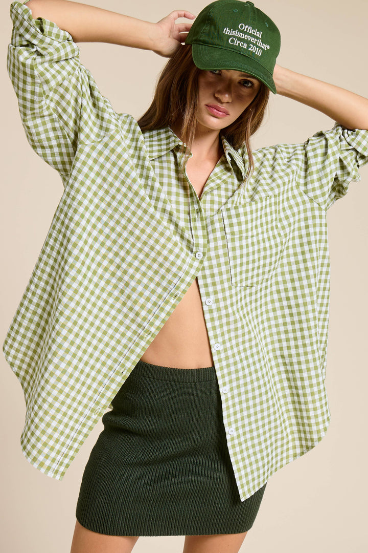 Matcha Gingham Button Down