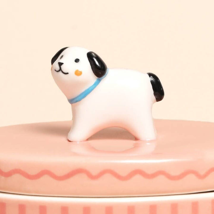 Pink oval Dog Trinket Pot