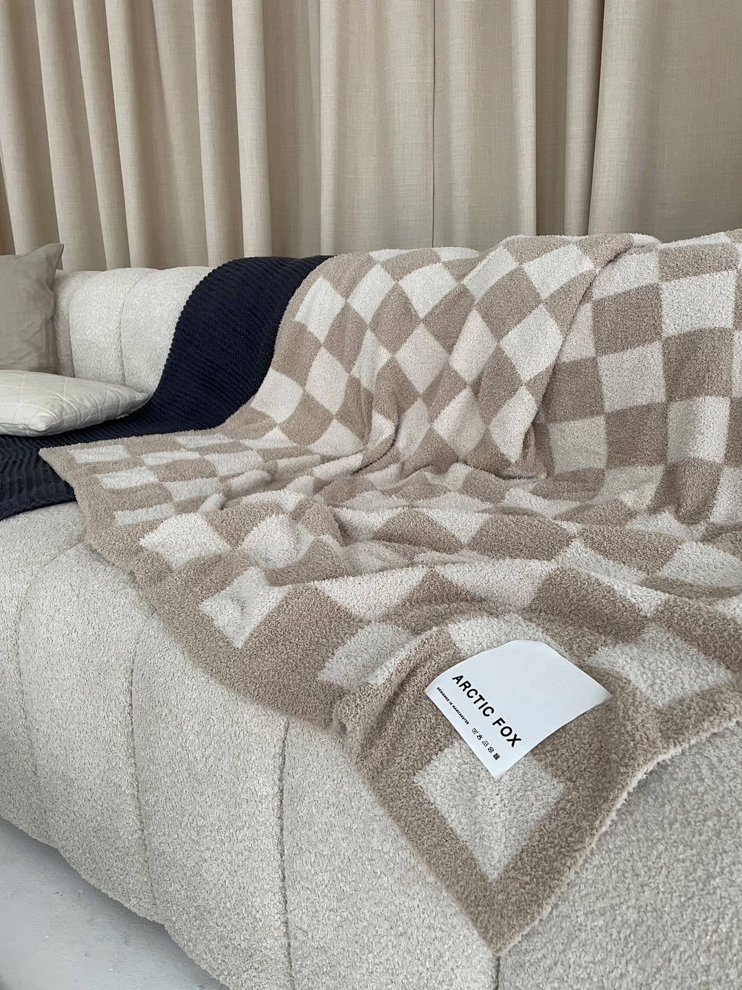 The Teddy Throw - 100% Recycled - Beige Check