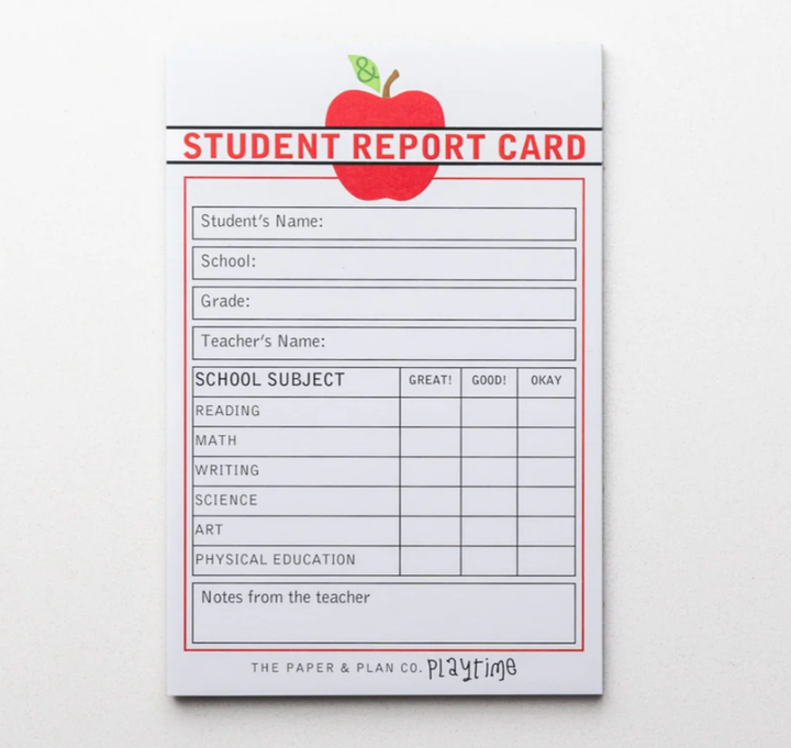 Kids Playtime Pad®  Student Report Card
