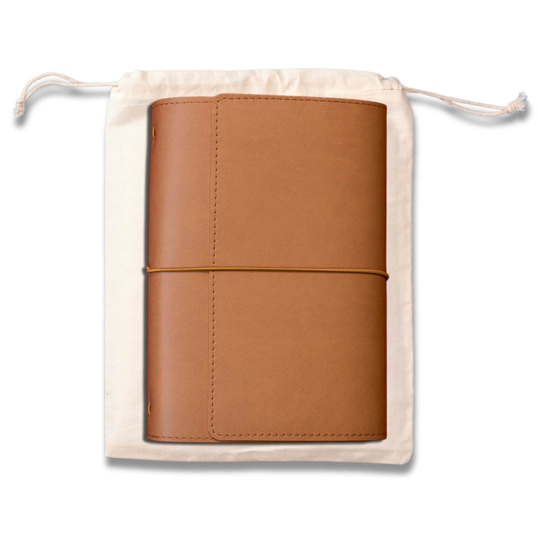 Refillable Notebook Folio - Saddle Brown Trifold