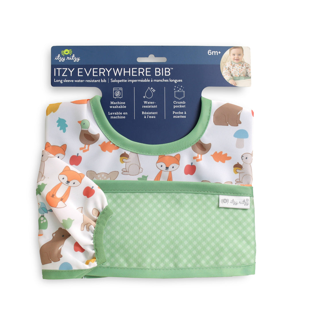 Itzy Everywhere Bib™ - Long Sleeve Water-resistant Bib: Woodland