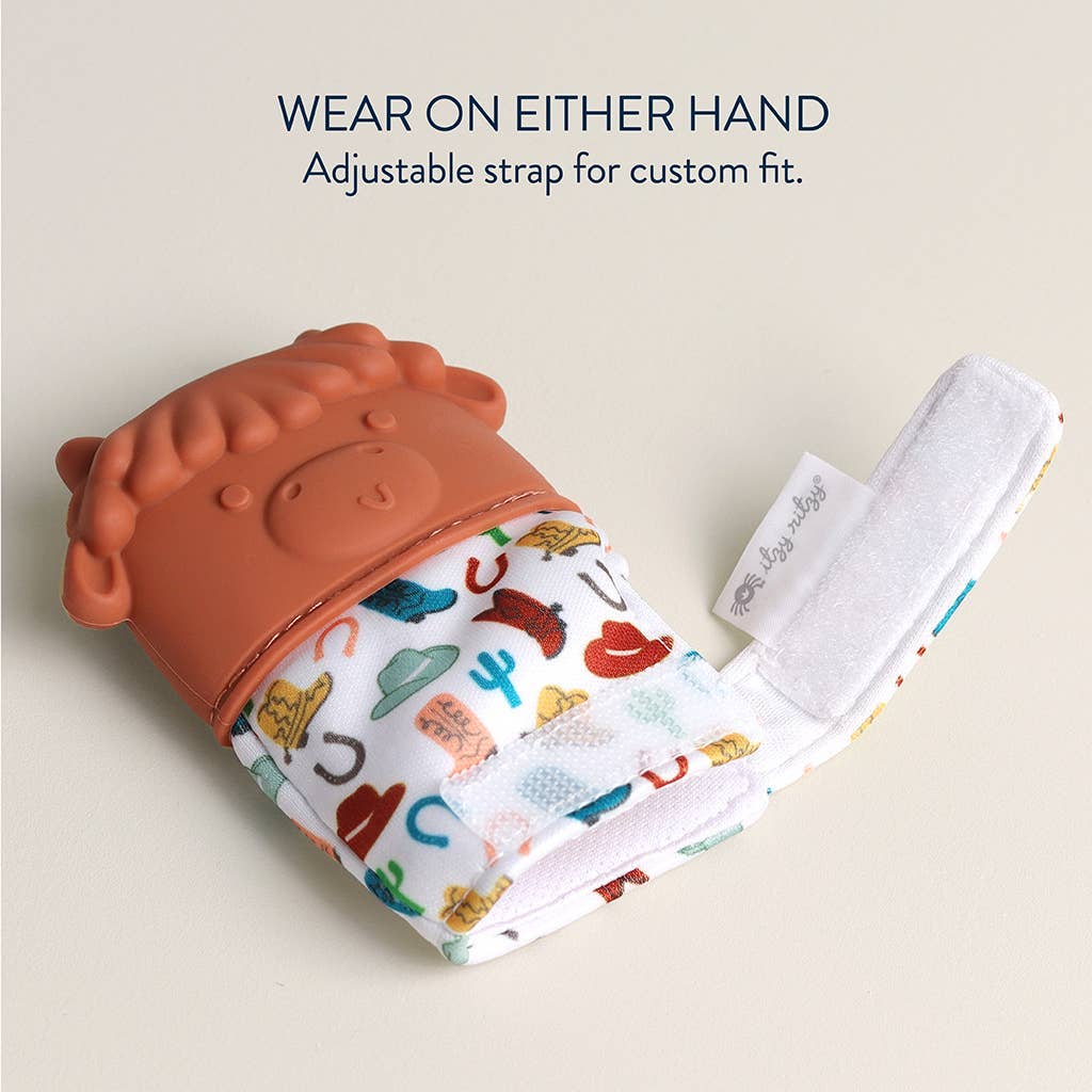 Itzy Mitt™ Silicone Teething Mitts: Highland Cow