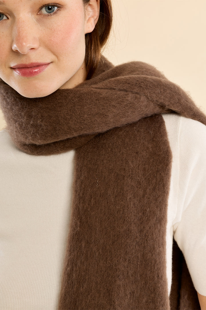 Fringe Knit Scarf- Chocolate