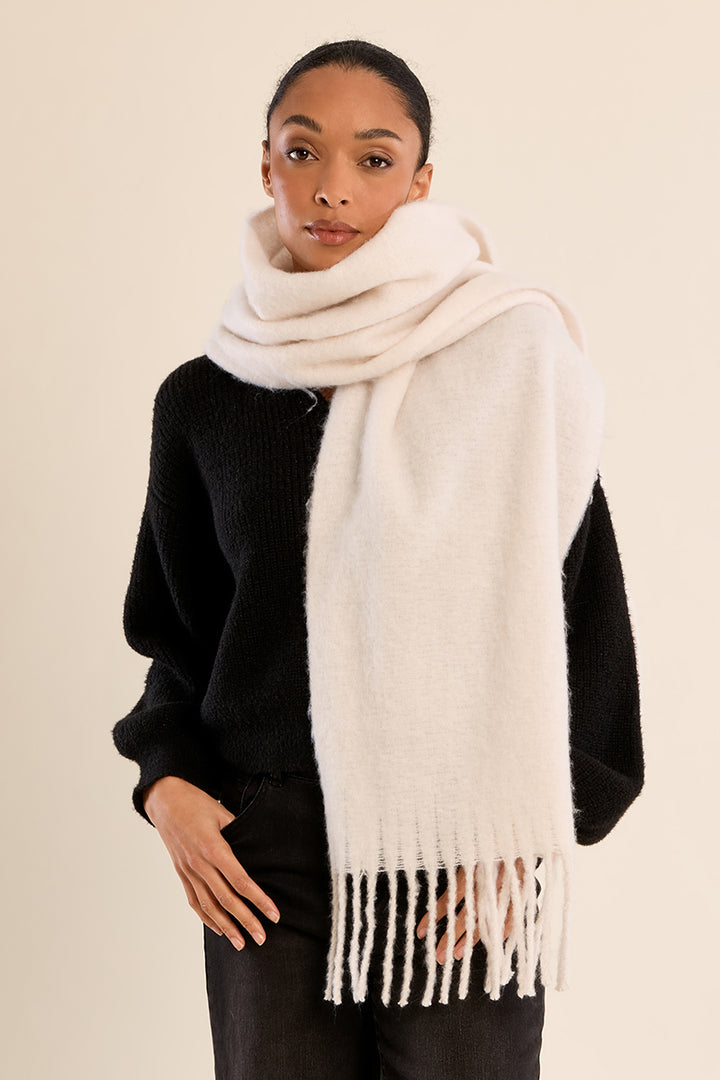 Fringe Knit Scarf- Off White