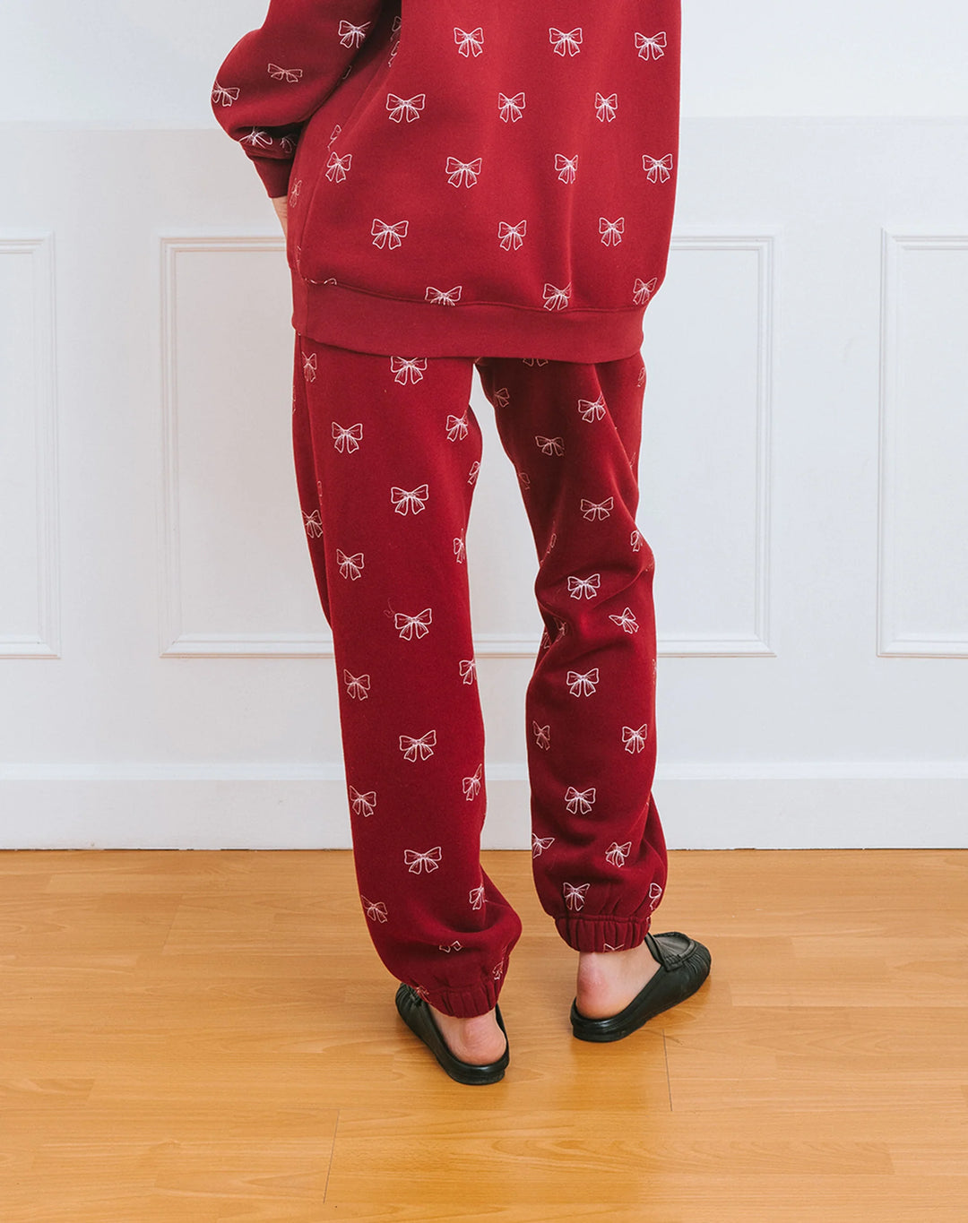 All Over Bow Best Friend Jogger - Burgundy