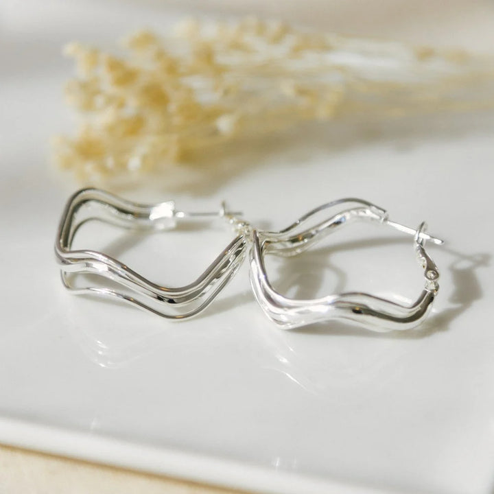 Breezy Silver Hoops