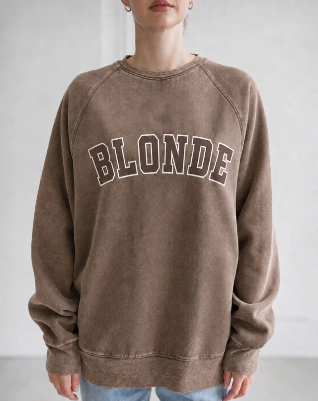 NYBF Blonde Varsity Crew- Washed Brown