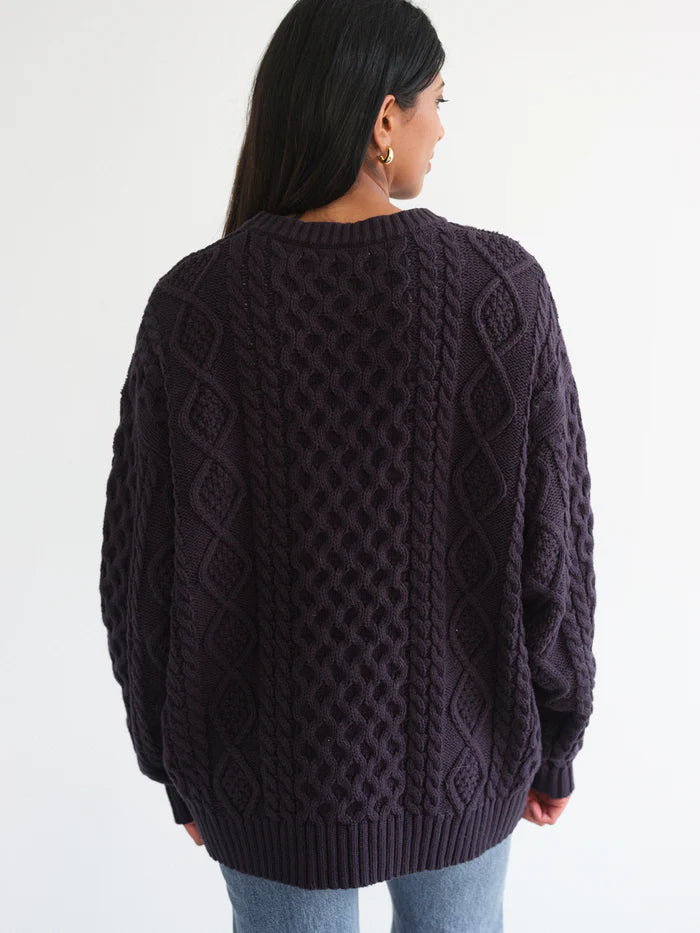 Irish Cable Knit Sweater - Navy