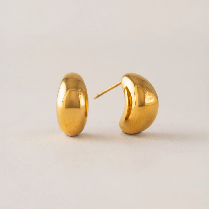 Crest Dome Hoop Gold Earrings