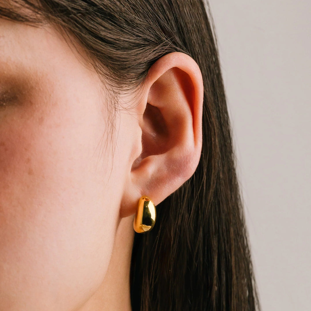Crest Dome Hoop Gold Earrings