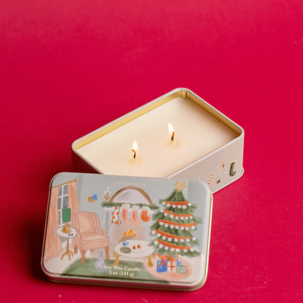 Cozy Living Room Scene Persimmon + Chestnut Tin Candle