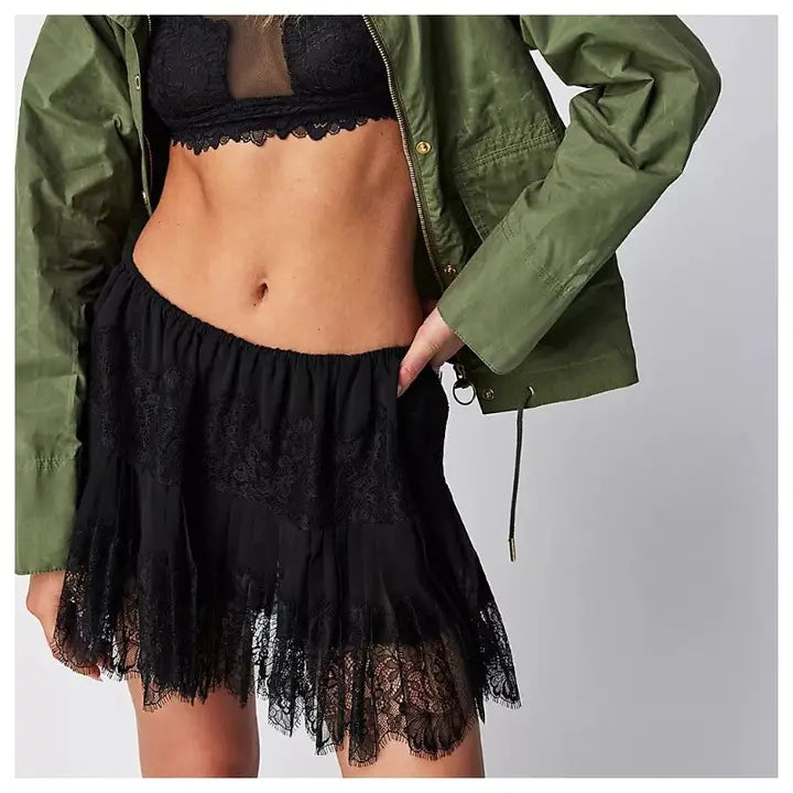 Cutie Pie Lace Skirt - Black