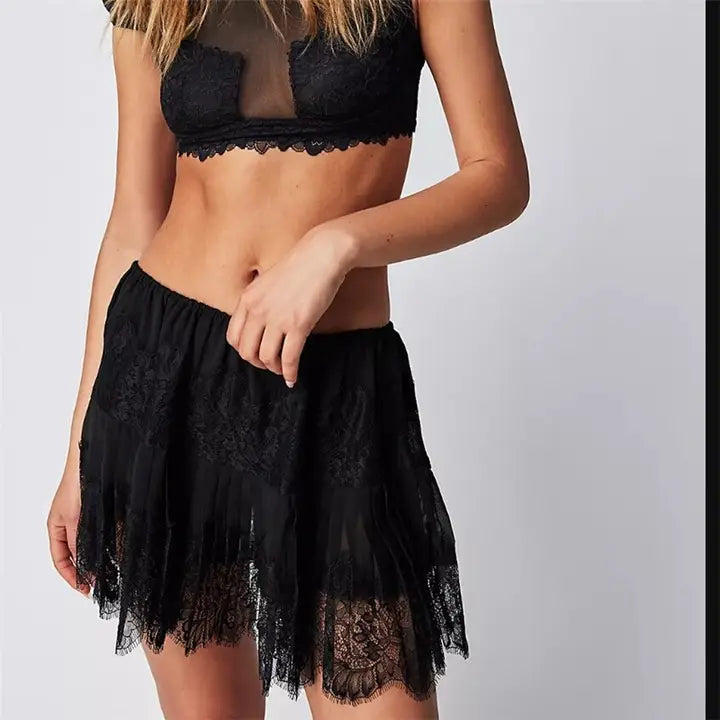 Cutie Pie Lace Skirt - Black