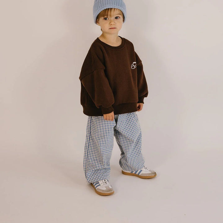 Comfy Gingham Pants- Blue