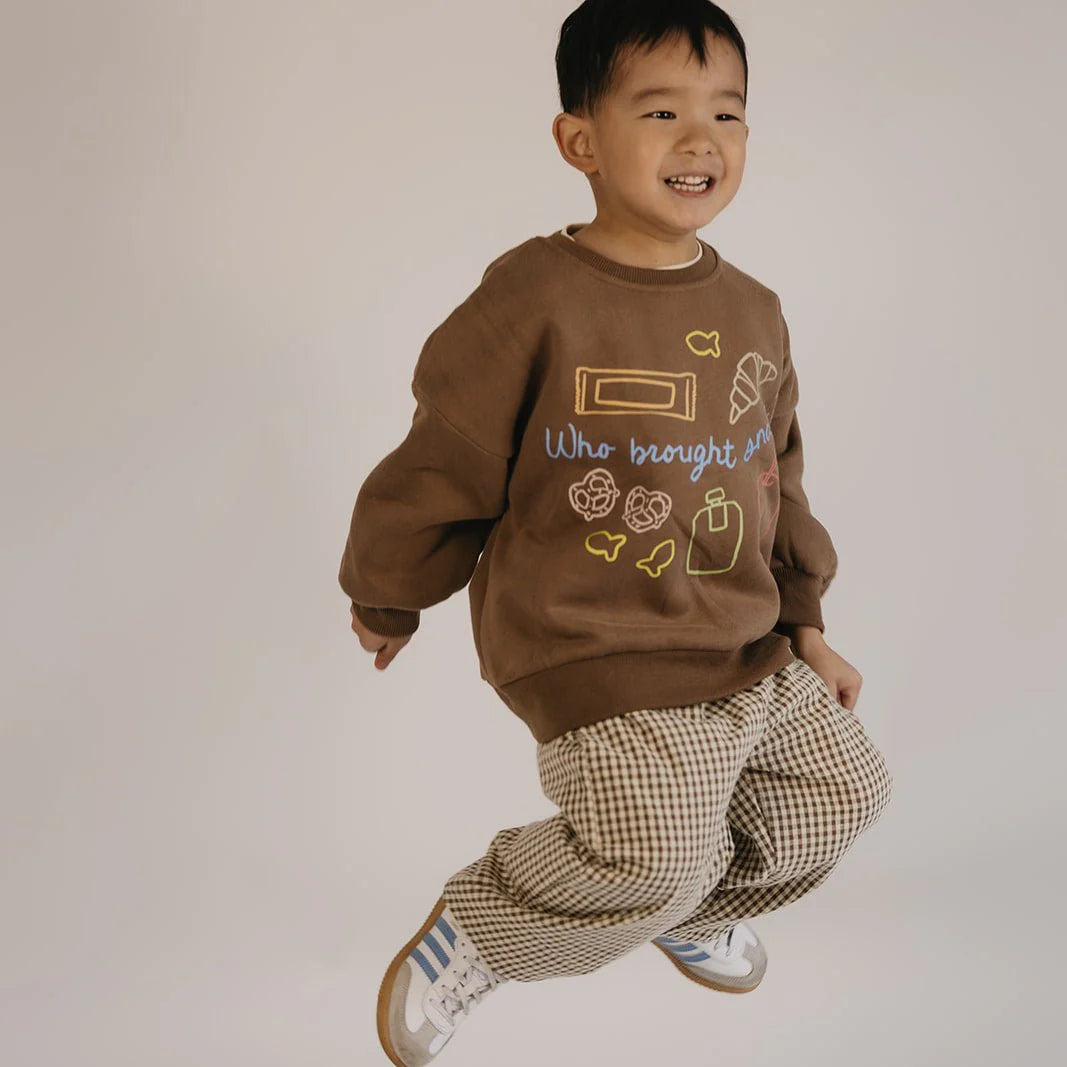 Comfy Gingham Pants- Brown