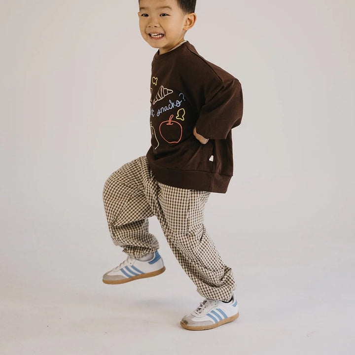 Comfy Gingham Pants- Brown
