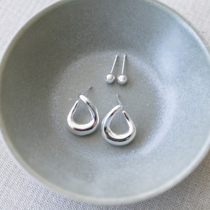 Duet Chunky Silver Set Earrings