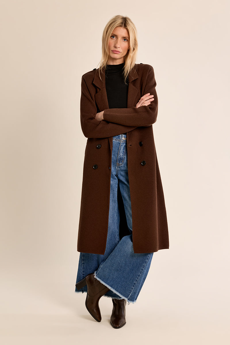 Long Blazer Coat- Chocolate