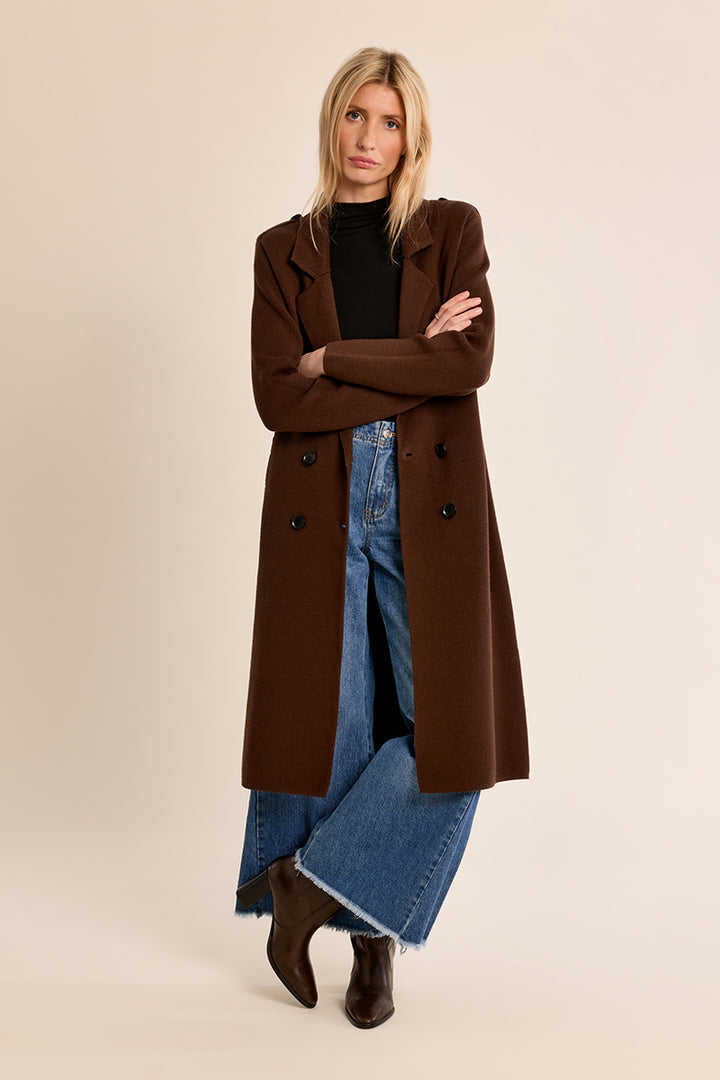 Long Blazer Coat- Chocolate