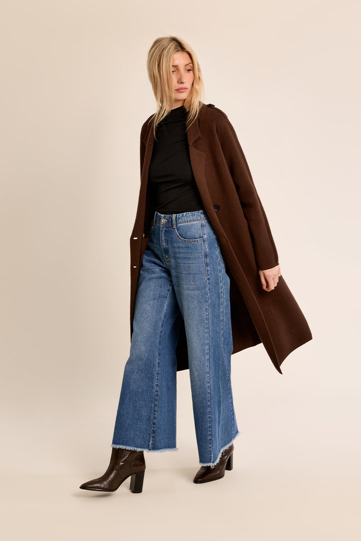 Long Blazer Coat- Chocolate