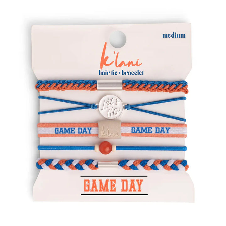 Game Day Blue Orange Hair Tie Bracelet