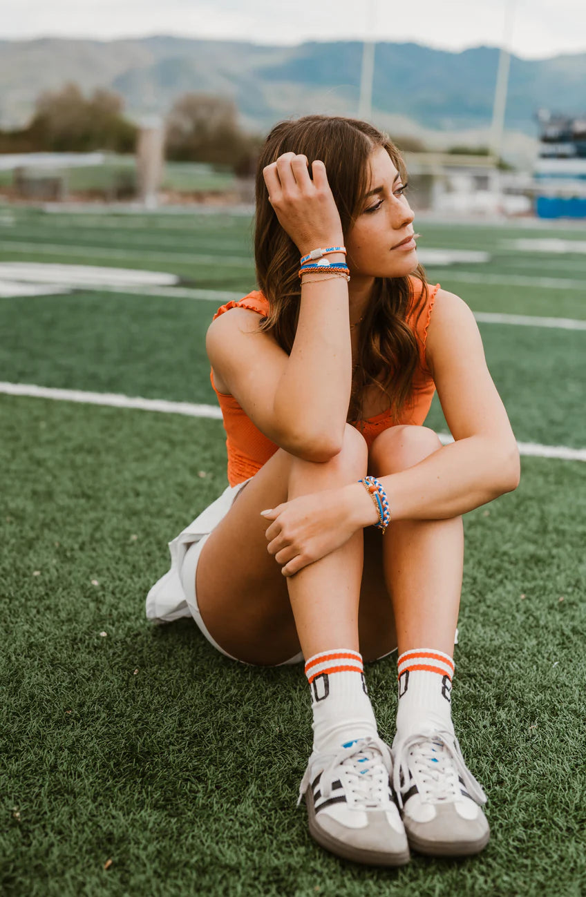 Game Day Blue Orange Hair Tie Bracelet