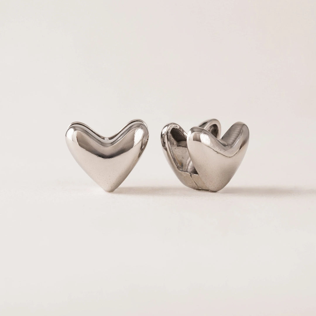 Heart Puff Hoop Earrings