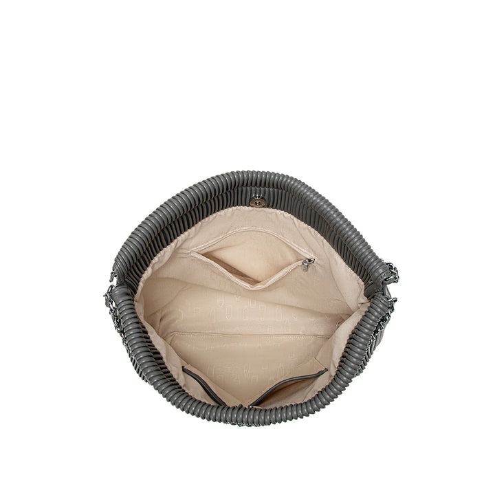 Isabella Shoulder Bag - Grey Pleated