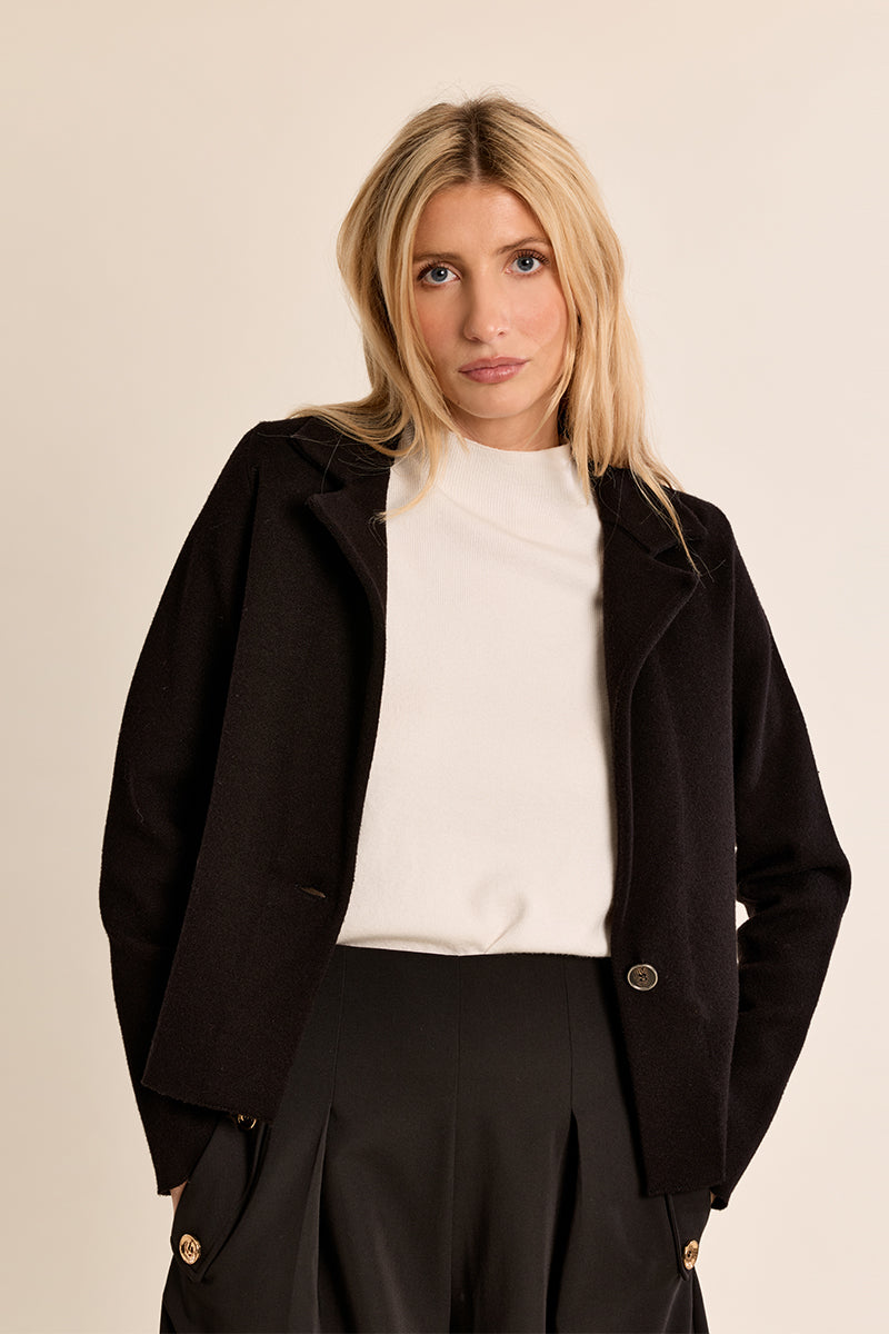 Crop Blazer Jacket- Black