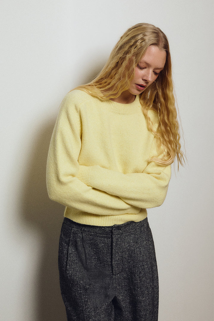 Rib Cropped Sweater- Yellow
