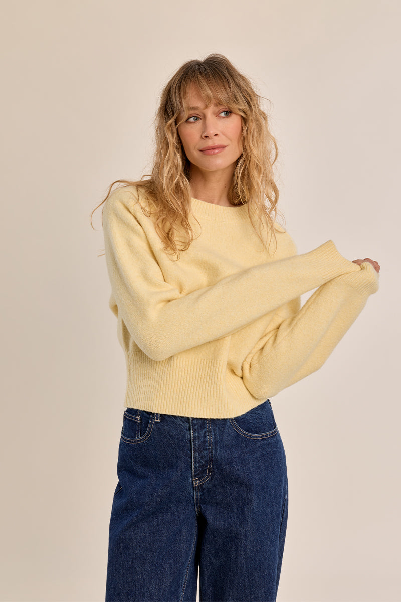 Rib Cropped Sweater- Yellow