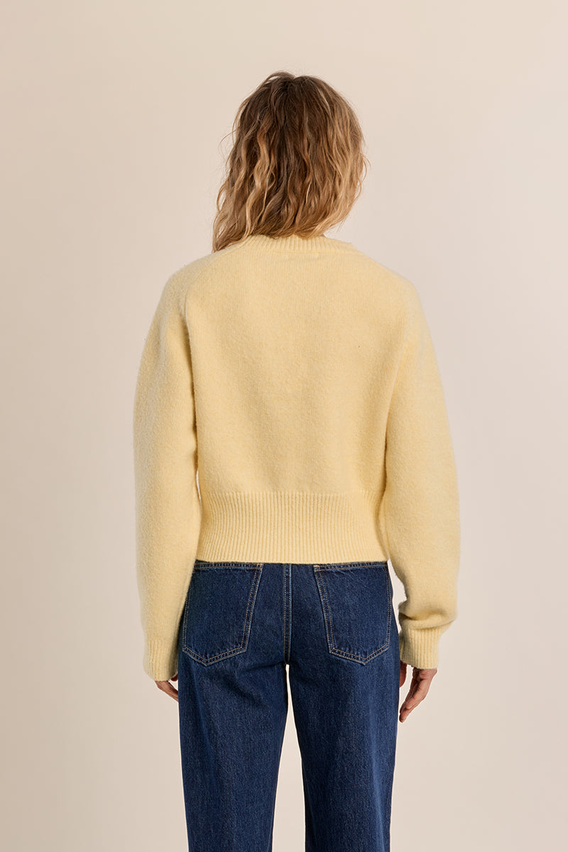 Rib Cropped Sweater- Yellow