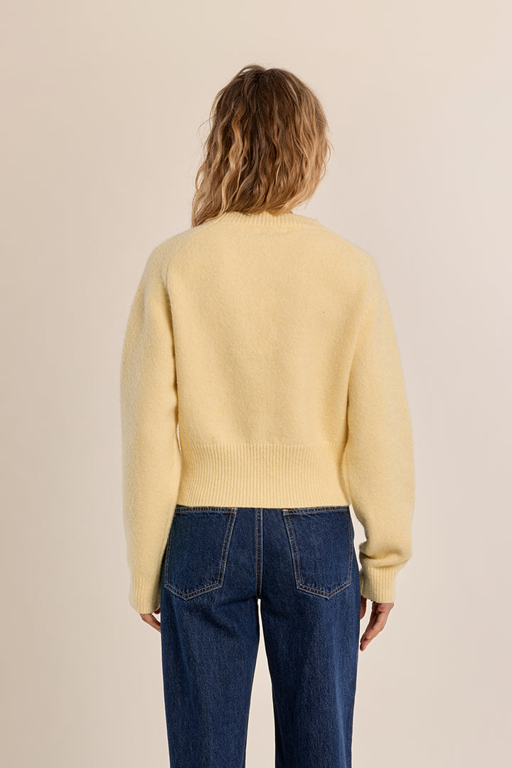 Rib Cropped Sweater- Yellow