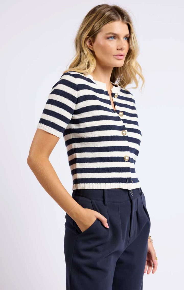 Daphne Striped Button Cardigan