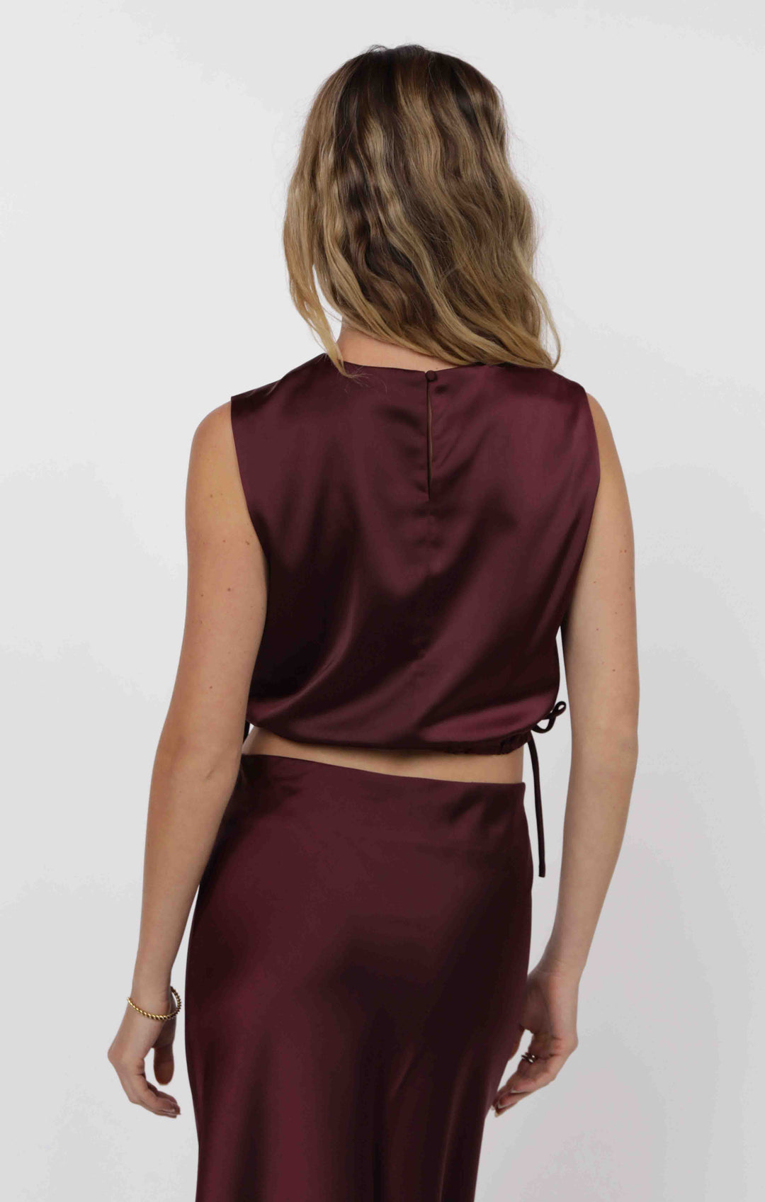 Deep Trance Satin Crop Tank - Wine