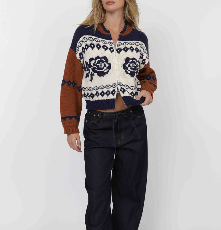 Sweet Rose Zip Sweater