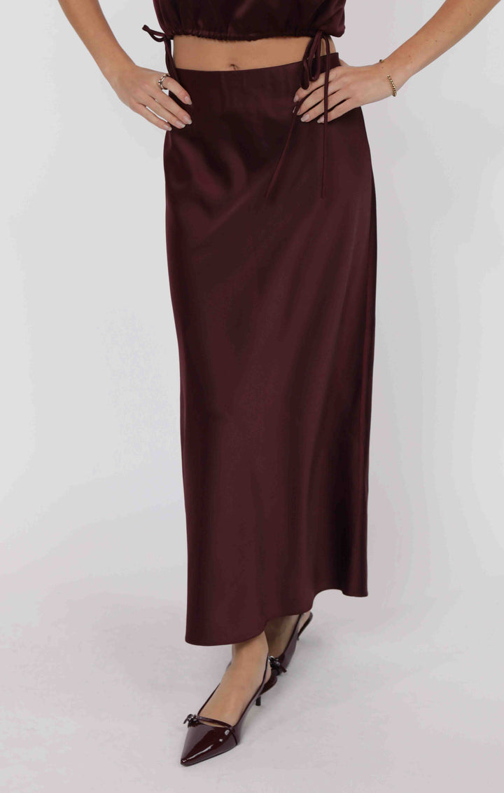 Deep Trance Satin Skirt - Wine