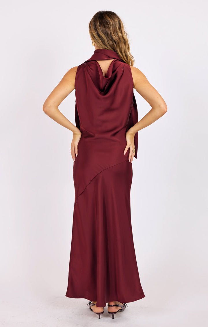 Crimson Hour Satin Dress